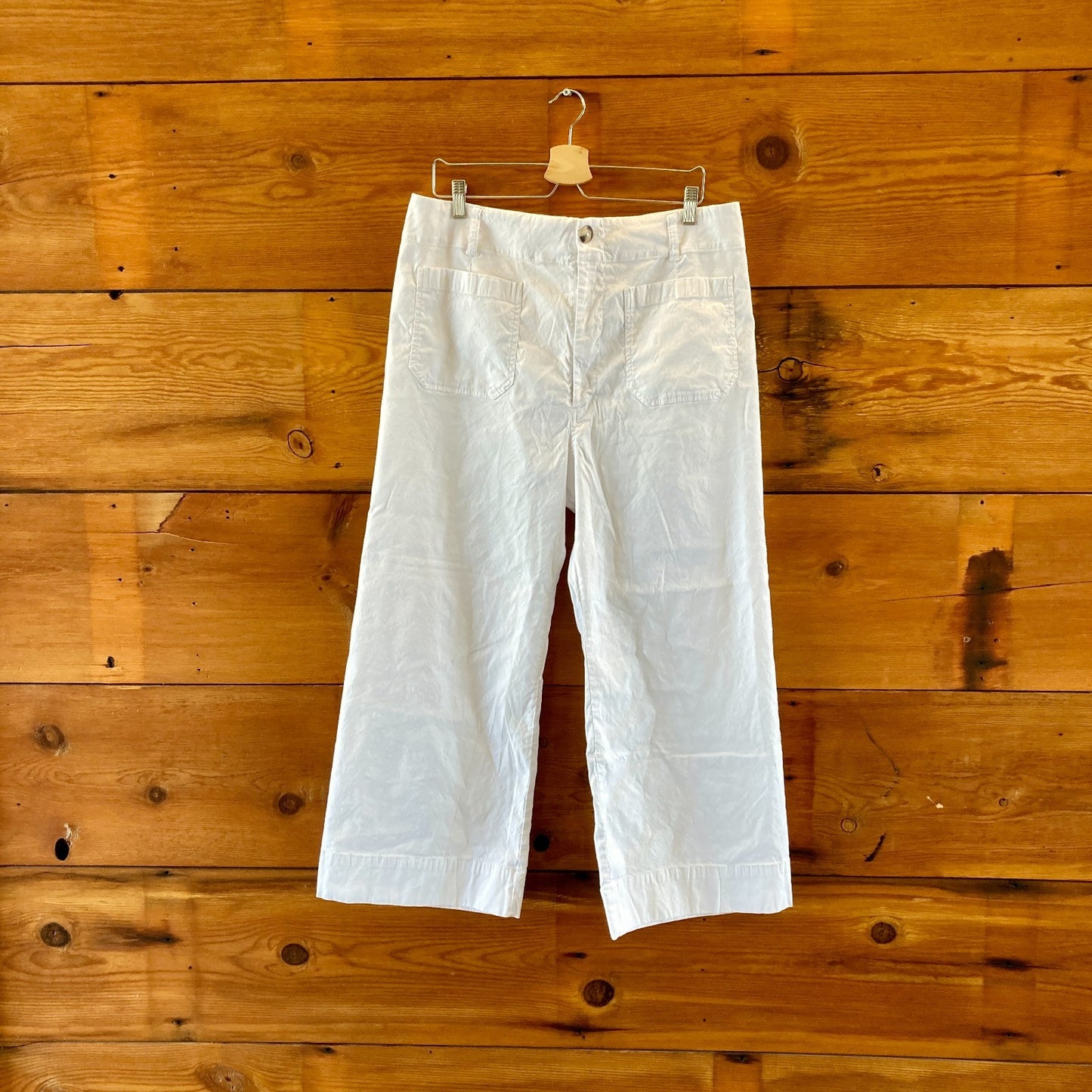 Maeve White High Rise Wide Leg Cropped Colette Pants - Size 34 - 0419JP