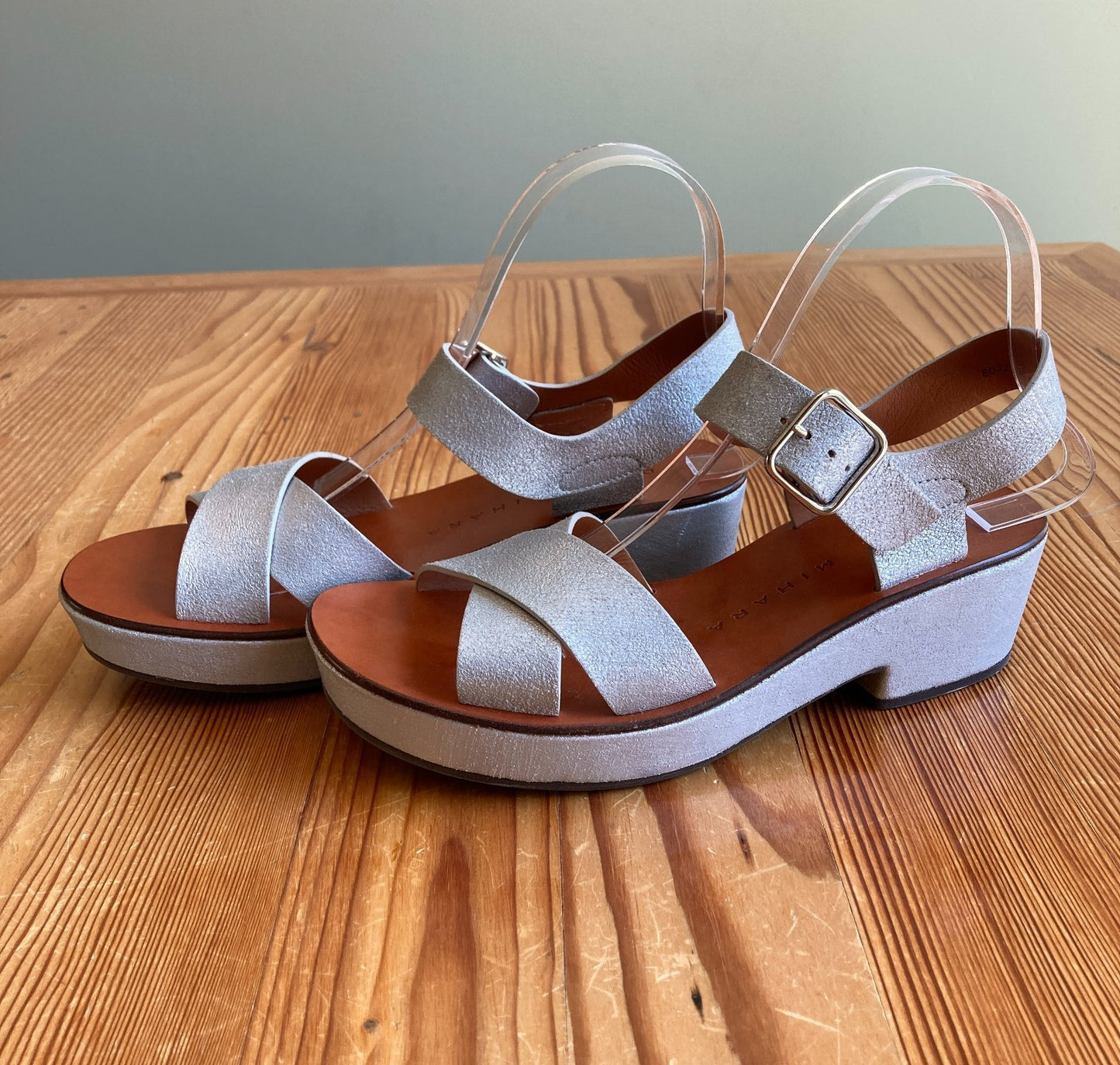 Chie Mihara Silver Leather Block Sole Low Platform Shoes - Size 7 - NEW - 0818SL