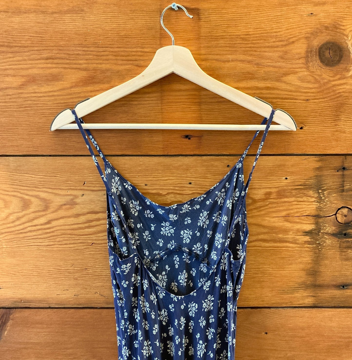 Realisation Par $250 Saffron Navy Floral Iggy Silk Midi Dress - Size S - 0717SM