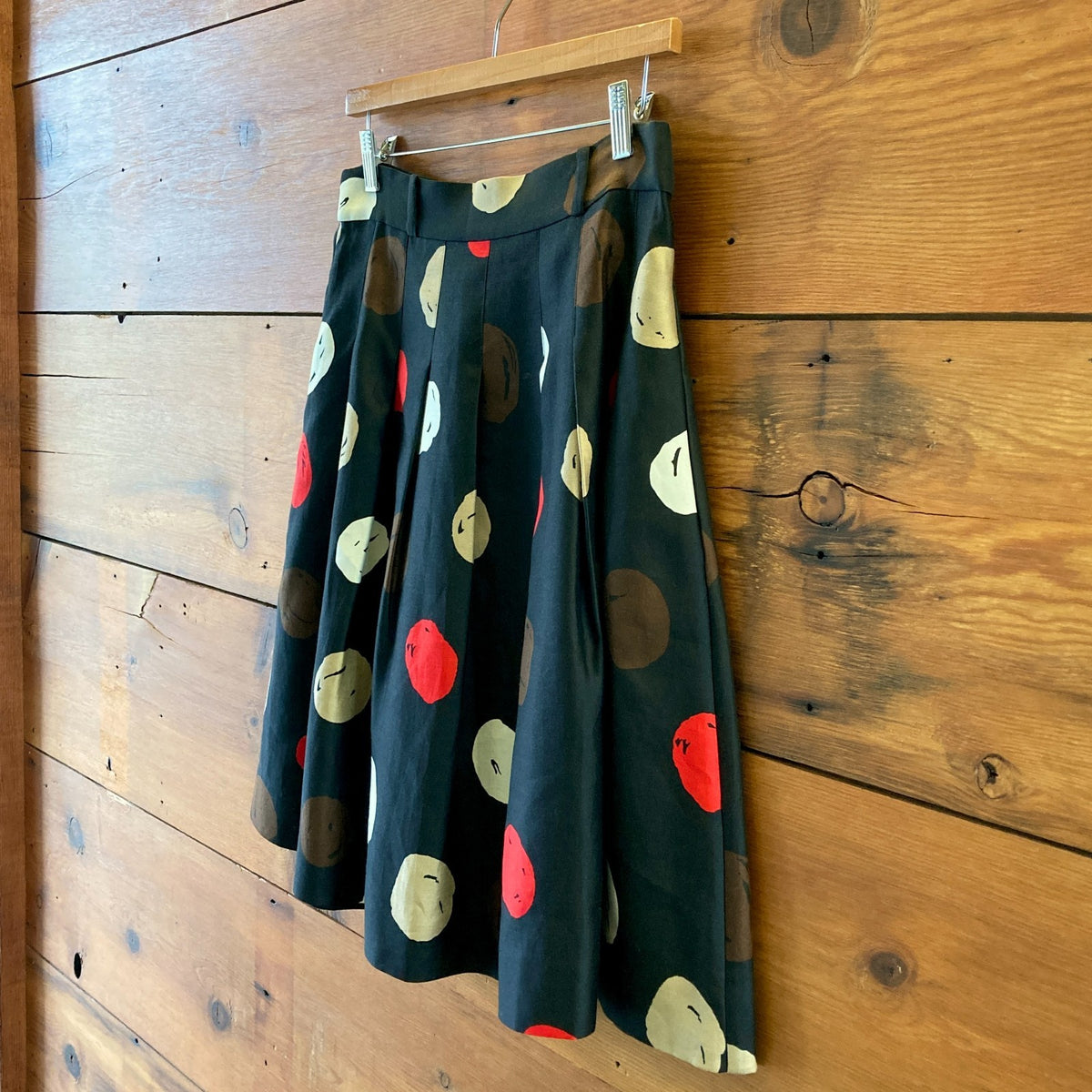 Kate Spade Black Polka Dot Pleated Esther Cotton Silk Skirt - Size 6 - 0320JS