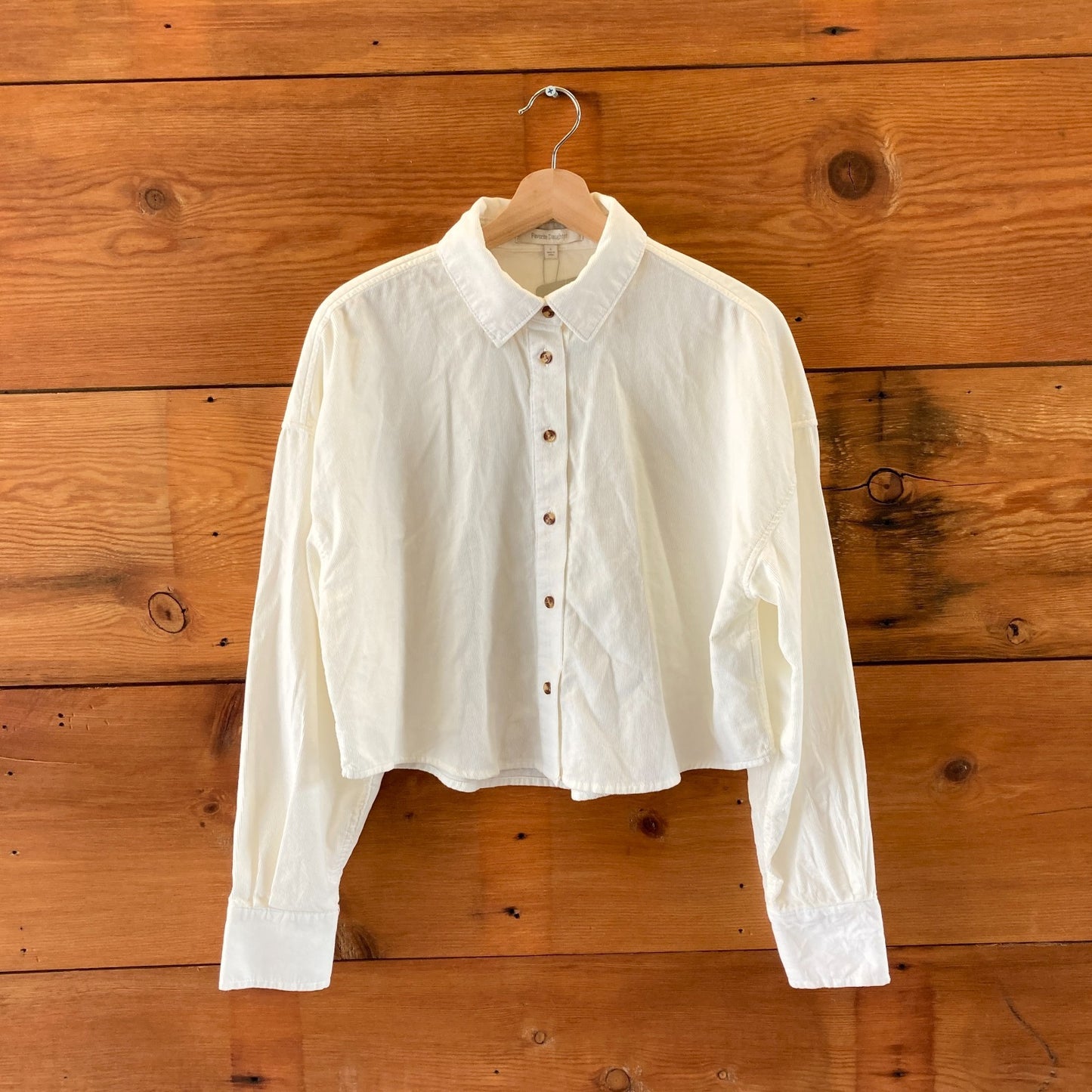 Favorite Daughter $178 Ivory Crop Ex Boyfriend Shirt Top - Size S - NEW - 0713AS
