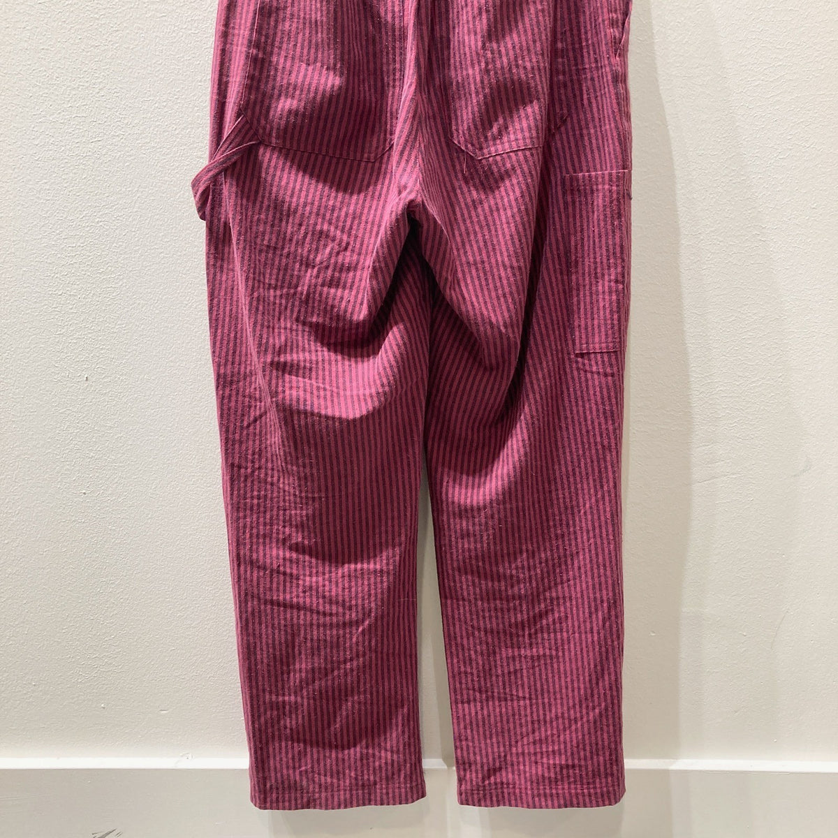 Back Beat Magenta Striped High Rise Pull On Utility Pants - Size L - 0607CC