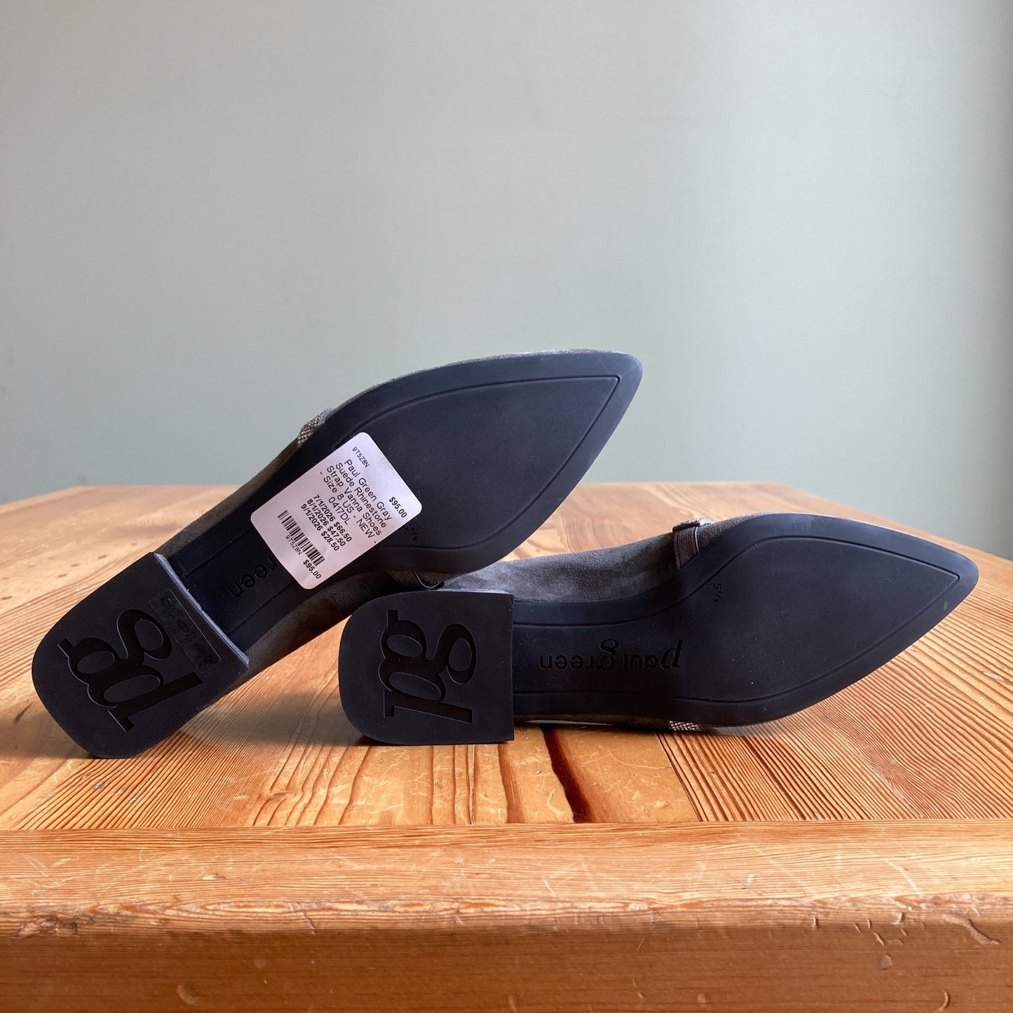 Paul Green Gray Suede Rhinestone Strap Vanna Shoes - Size 8 US - NEW - 0417DL