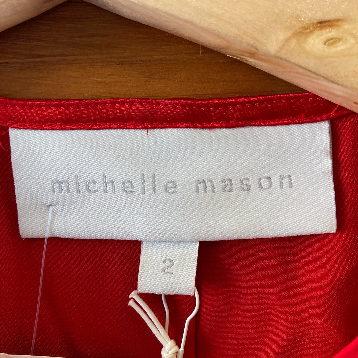 Michelle Mason Red Silk Long Sleeve Midi Length Dress - Size 2 - NEW - 0715IM