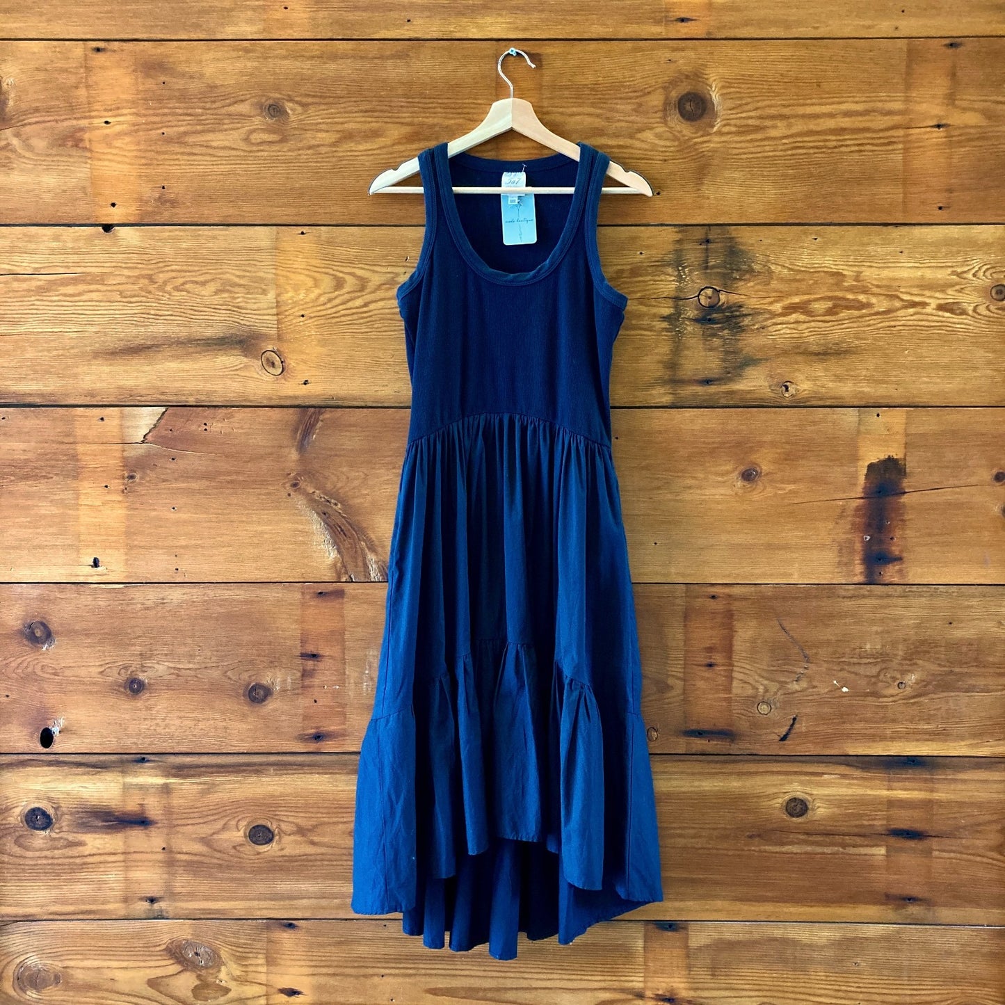 Cinq a Sept Navy Blue Ribbed Knit Sleeveless Midi Dress - Size L - 1016SS
