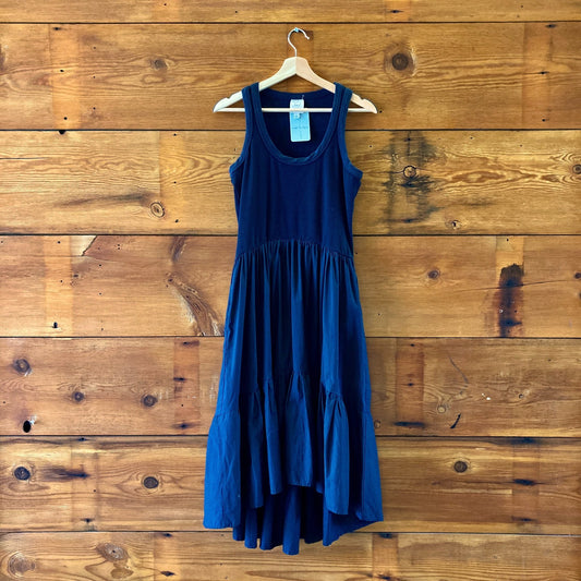 Cinq a Sept Navy Blue Ribbed Knit Sleeveless Midi Dress - Size L - 1016SS