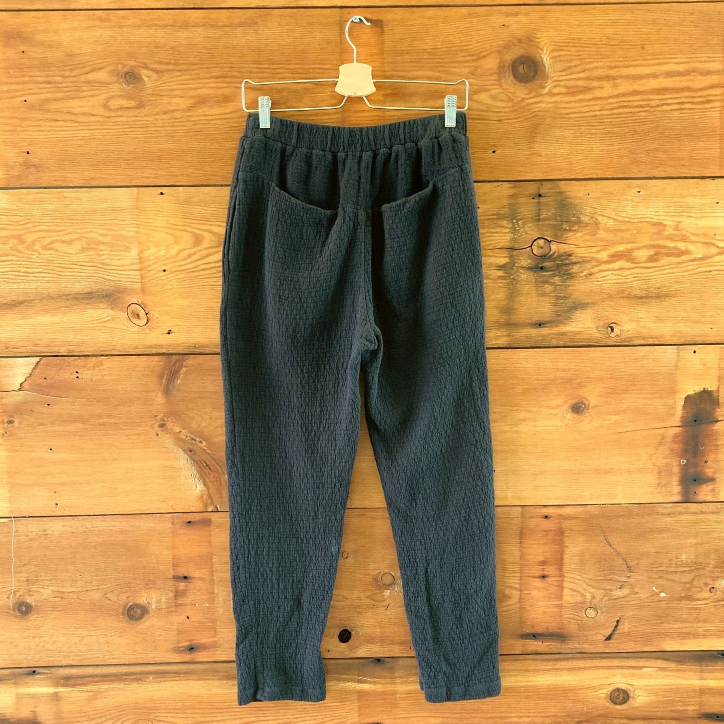 Black Crane Black Gauze Textured Pull-on Elastic Waist Pants - Size M - 0627LH