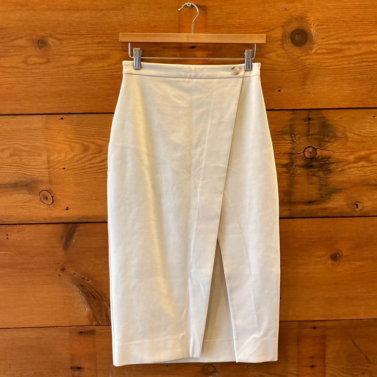 4 - Babaton Aritzia Bone White NEW Leona Faux Wrap Skirt 0518AF