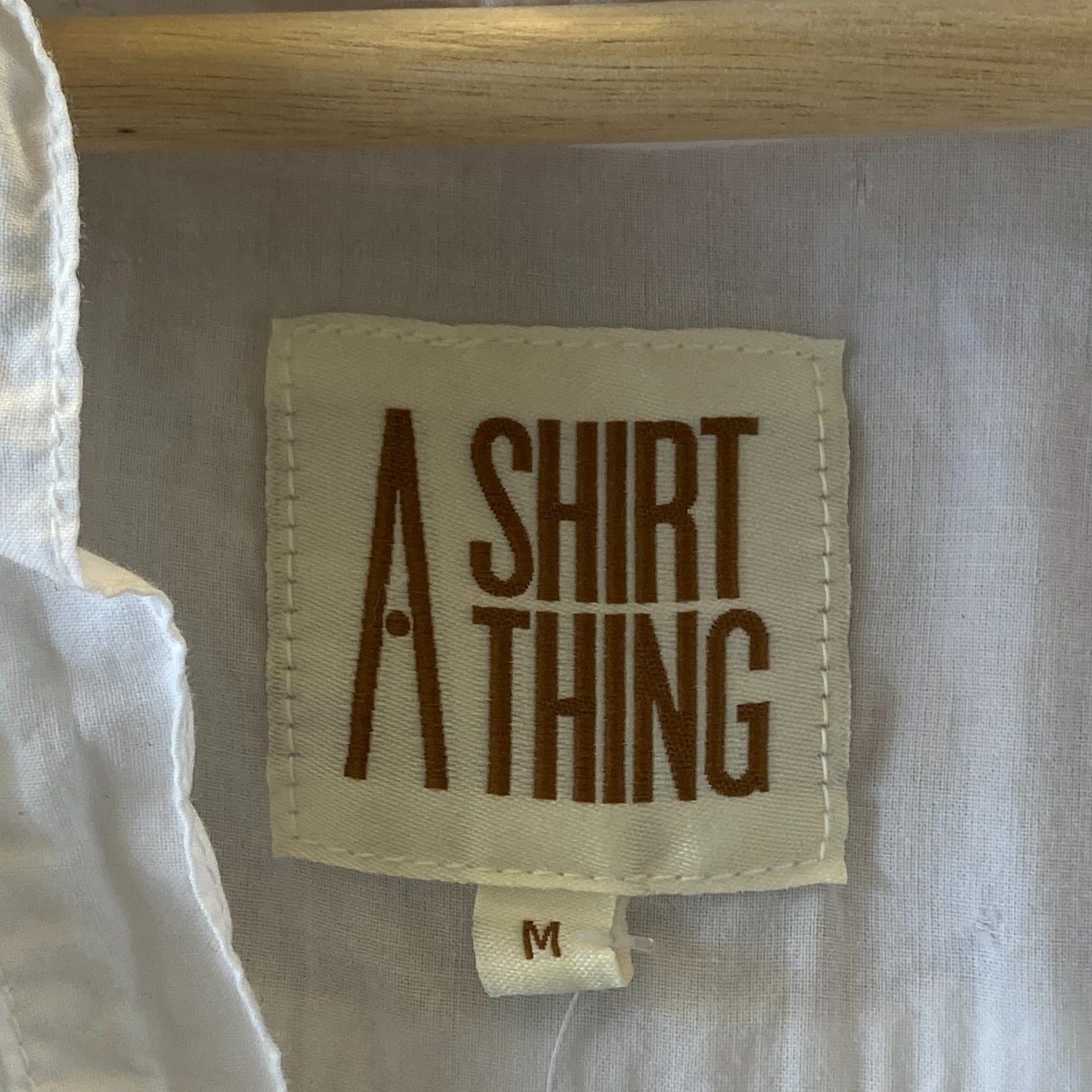 A Shirt Thing White Cotton V Neck Loose Fit Blouse Top - Size M - 4427SC