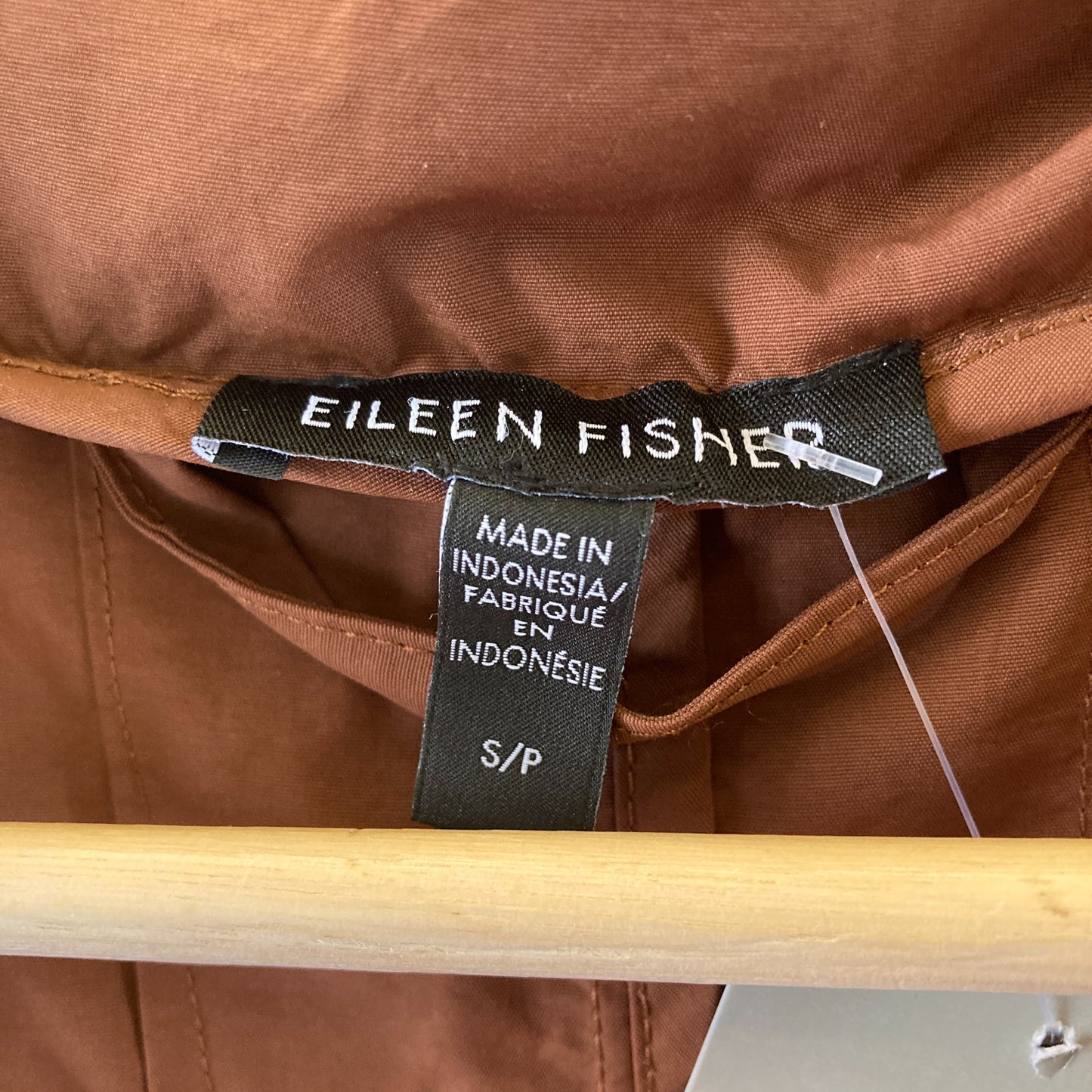 Eileen Fisher Brown Nylon Open Front Long Duster Jacket - Size S - 1103ES