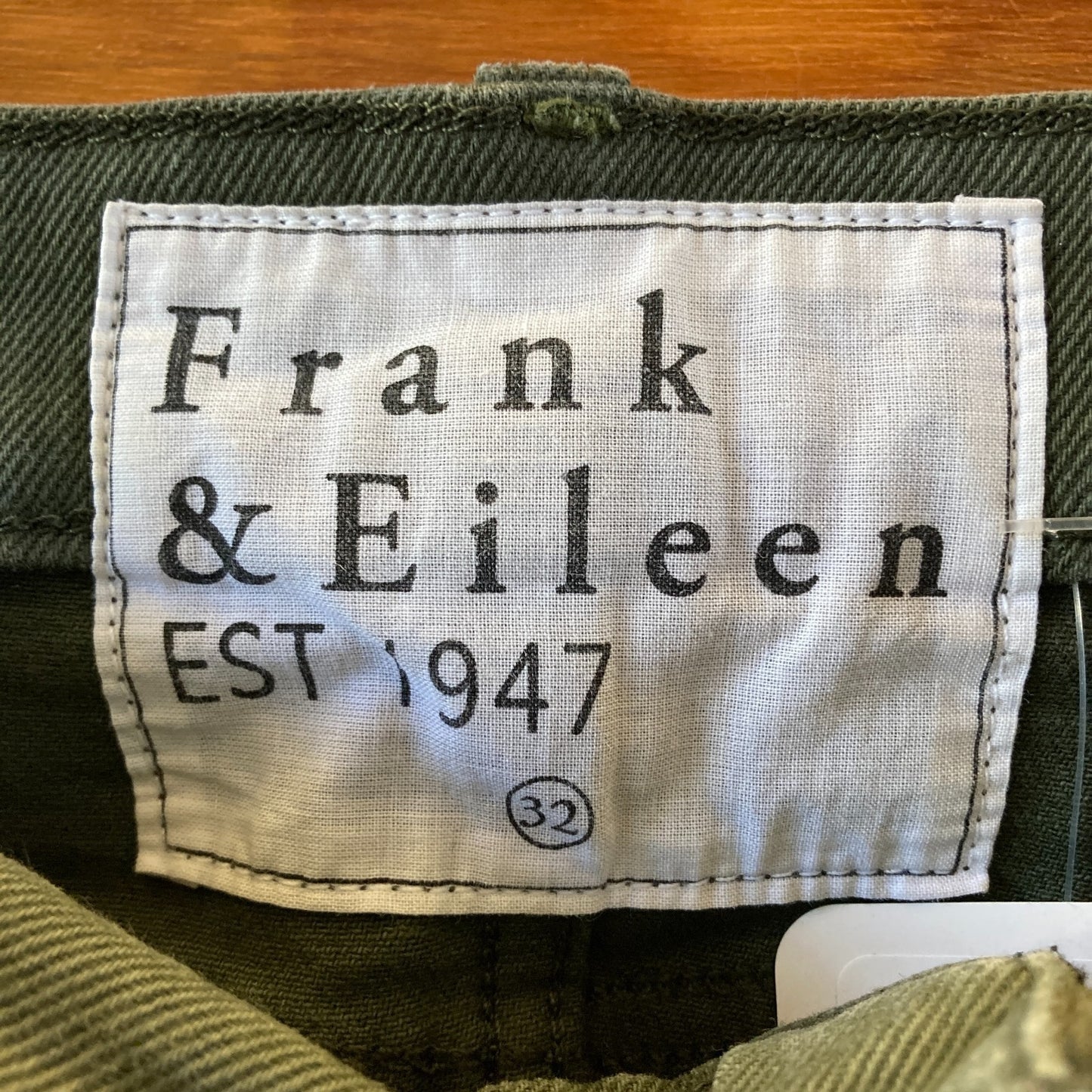 Frank & Eileen Olive Green Cork Frayed Hem Straight Leg Jeans - Size 32 - 0519SM
