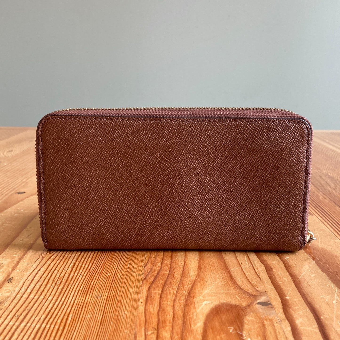 Coach Saddle Brown Crossgrain Leather Zip Around Accordion Wallet 0715DP