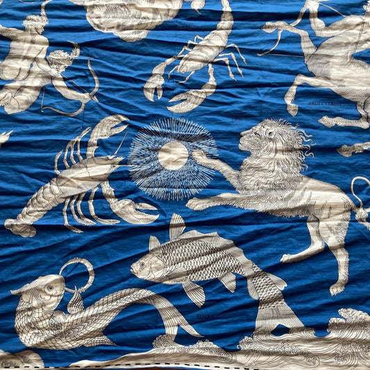 Inoui Editions $290 Blue & White Patterned Astrologie Scarf - NEW - 0416JW
