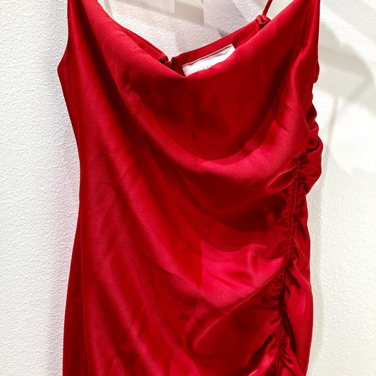 BHLDN Anthropologie $248 Red Ruched Maxi Gown Dress - Size 6 - NEW - 0814JF