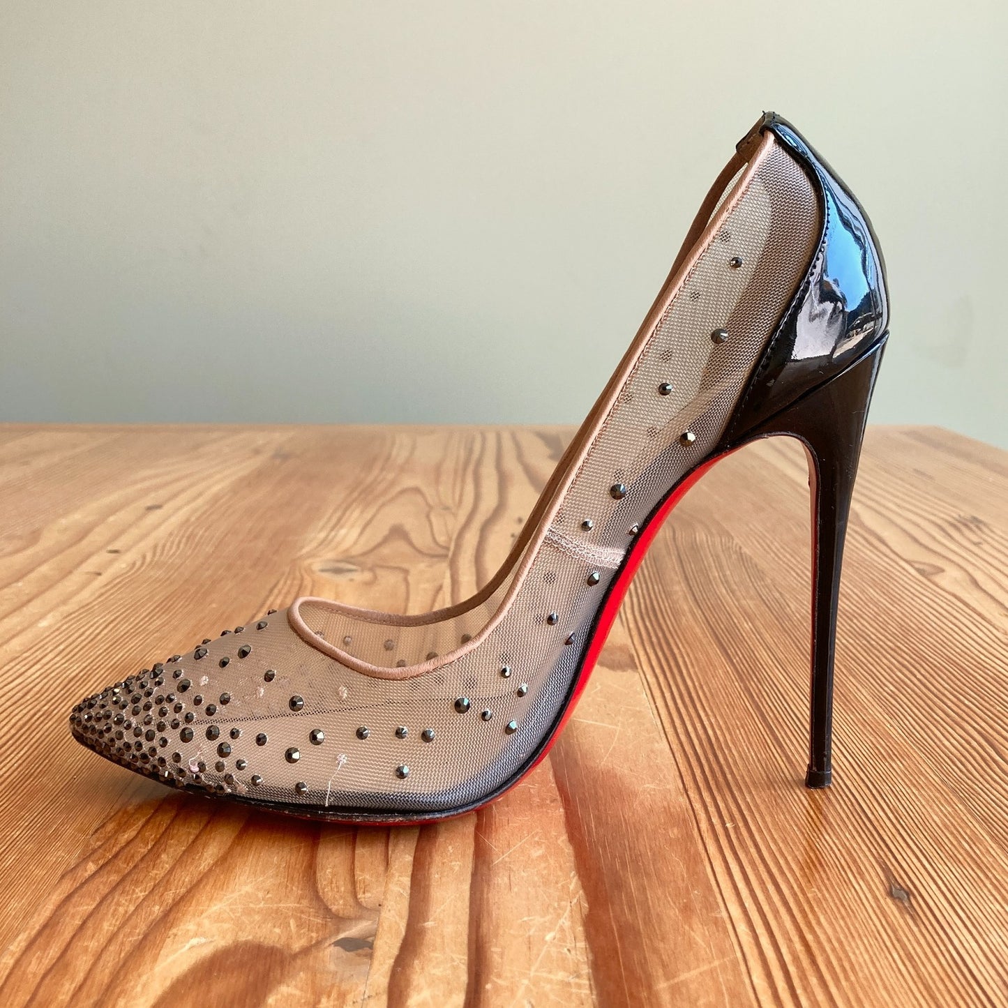 Christian Louboutin Mesh Follies Strass Pumps Heels *damage - 40.5 / 10 - 0806FA