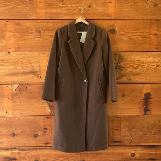 Quince Chocolate Brown Virgin Wool Single Breasted Coat - Size M - 0714NW