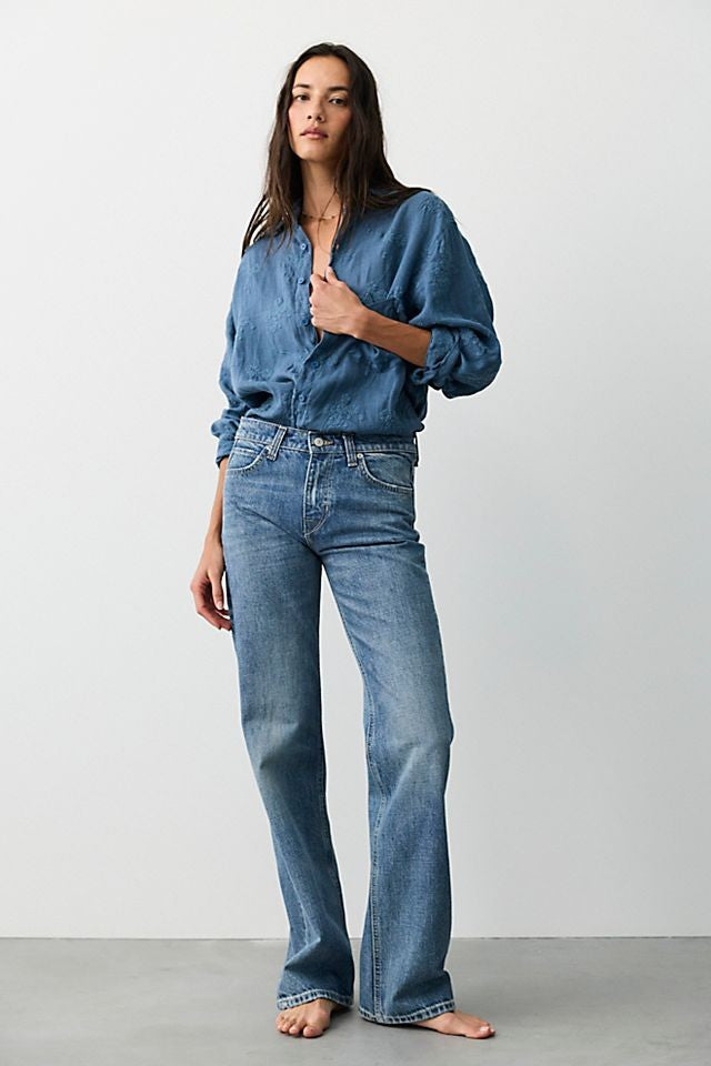 We the Free by Free People NEW Luna Mid Rise Straight Jeans - Size 25 - 1111ES