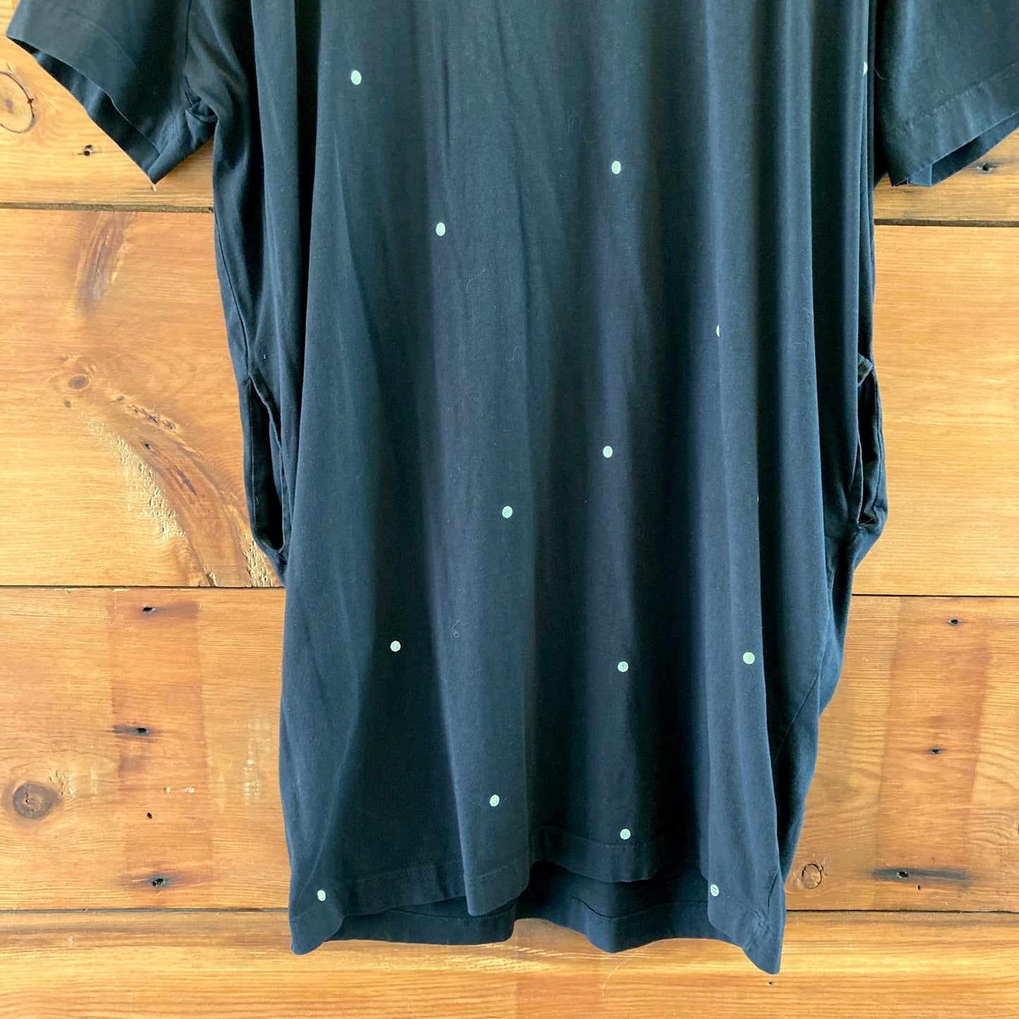 KowTow Black w/ White Dots Short Sleeve T-Shirt Tunic Dress - Size L - 1019HV