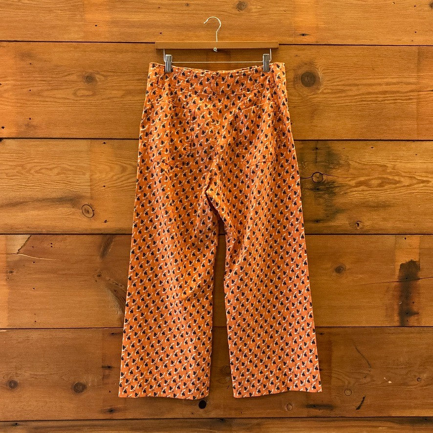 12 - Sarah Gordon x Maeve Anthropologie Orange Colette Bee Pattern Pants 0206BS