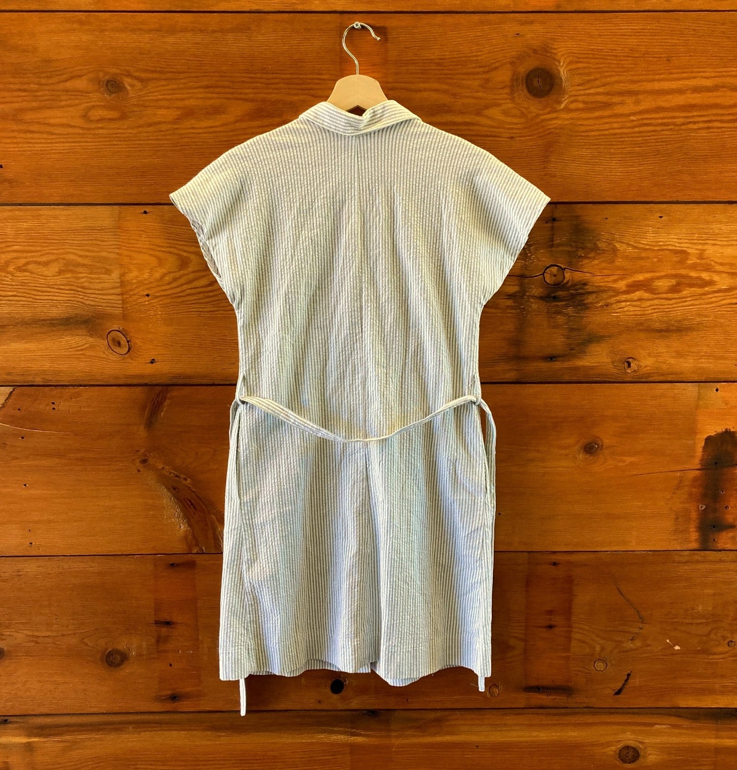 Cameo Green White Seersucker Button Front Dress - Size XS - 0926RE