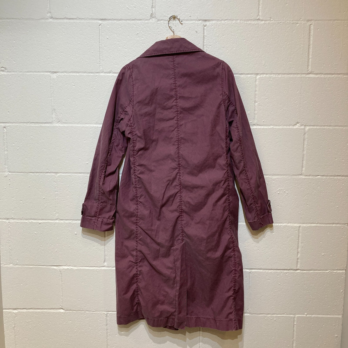 Caron Callahan Purple Double Breasted Long Trench Coat Jacket - Size S - 0419JP