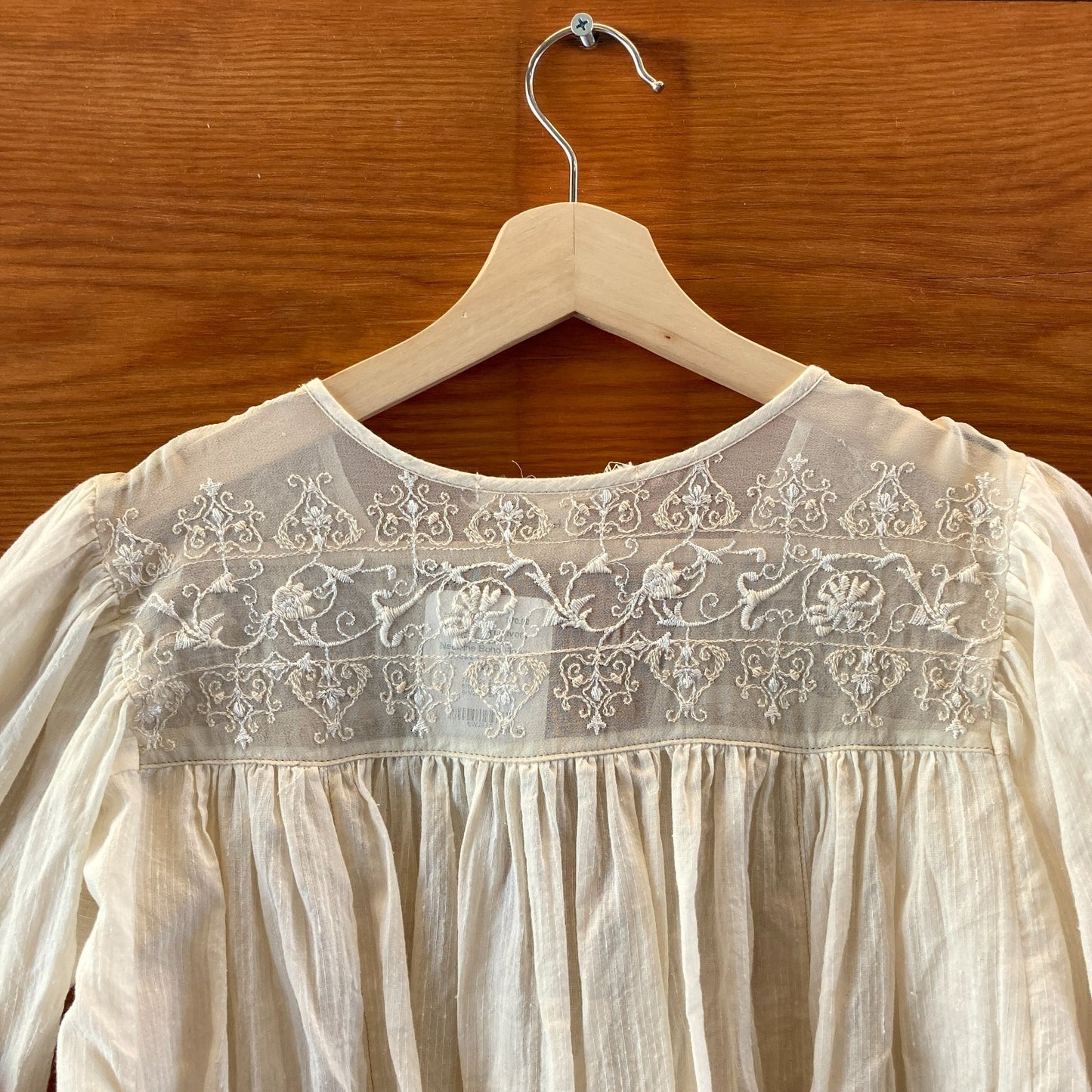 Burning Torch Ivory White Lace Neckline Boho Flowy Dress - Size XS - 1002MG