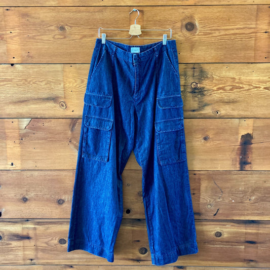 Frame Dark Wash Denim Relaxed Fit Cargo Jeans - Size 33 - 0710MG