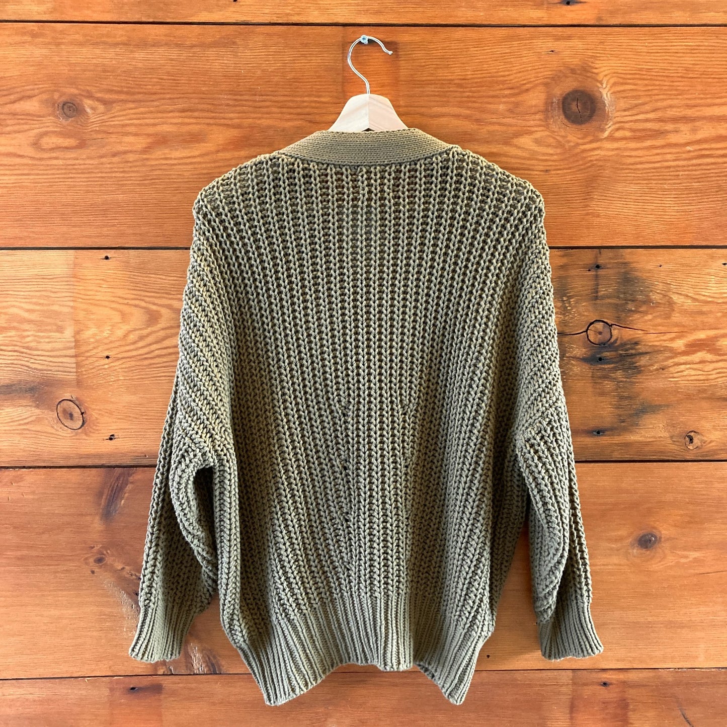 OS - Babaa $325 Olive Green Ribbed Cardigan no19 Button Up Sweater 0223LA