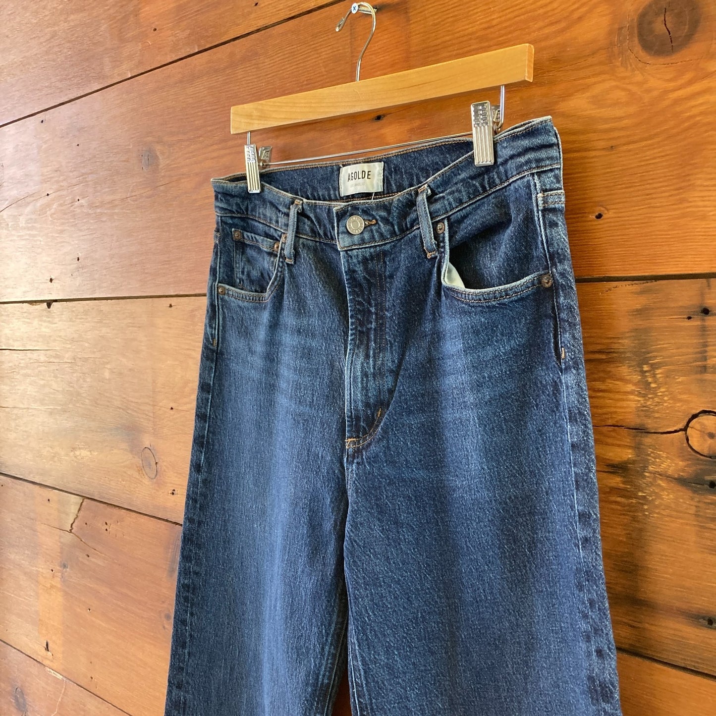 AGOLDE $238 Dark Wash Ren Button Fly Wide Leg High Rise Jeans - Size 30 - 0617LH