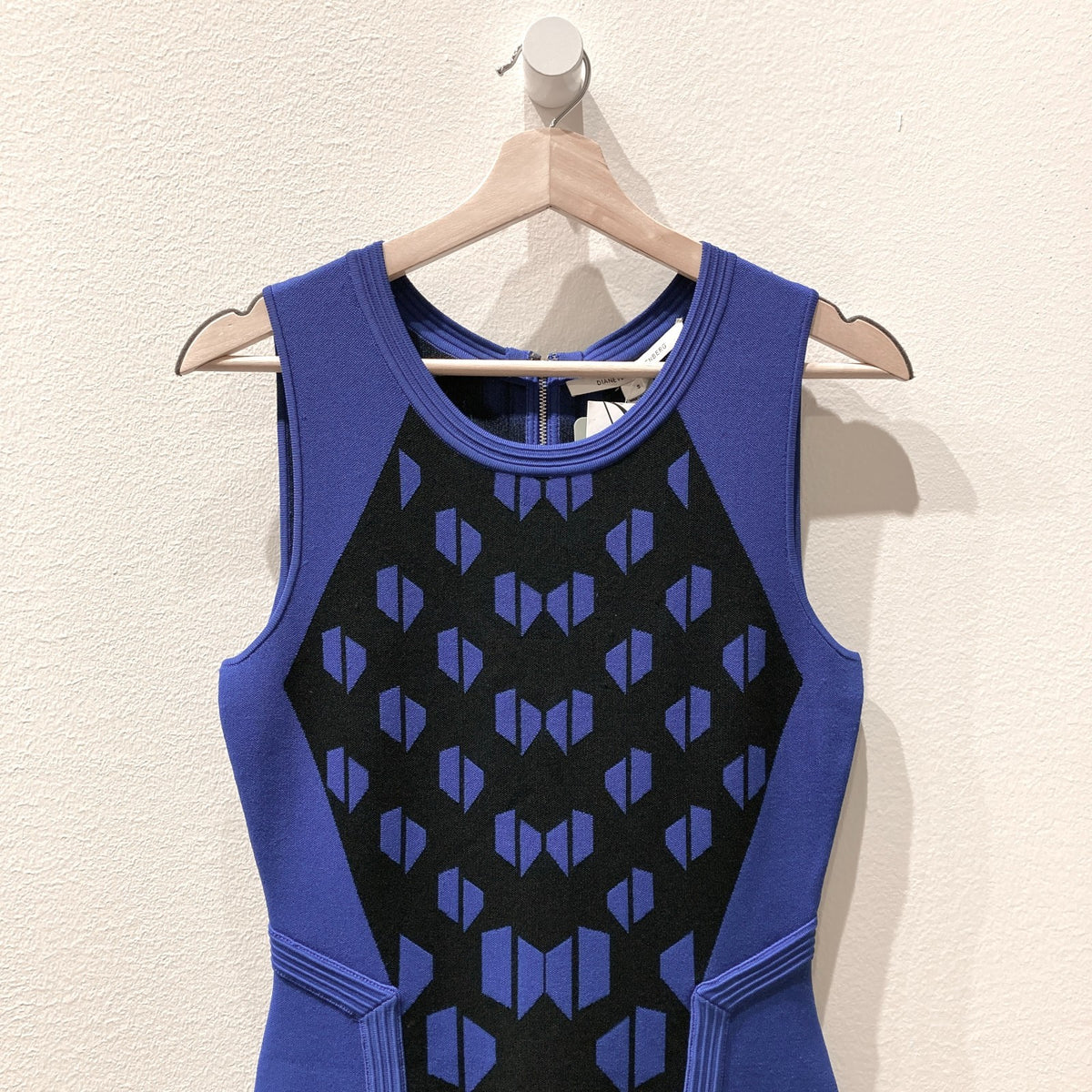 Diane von Furstenberg $365 Blue Franca Stretch Knit Dress - Sz S - NEW - 0428KS