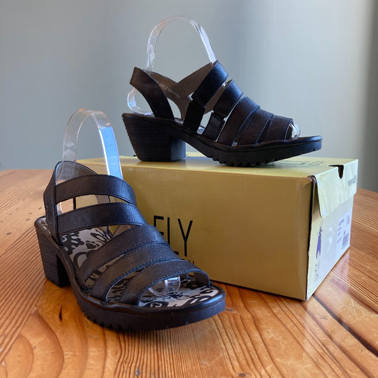 Fly London Black Tull503Fly Mousse Sandals Shoes - Size 7 w/ Box - 0718MS