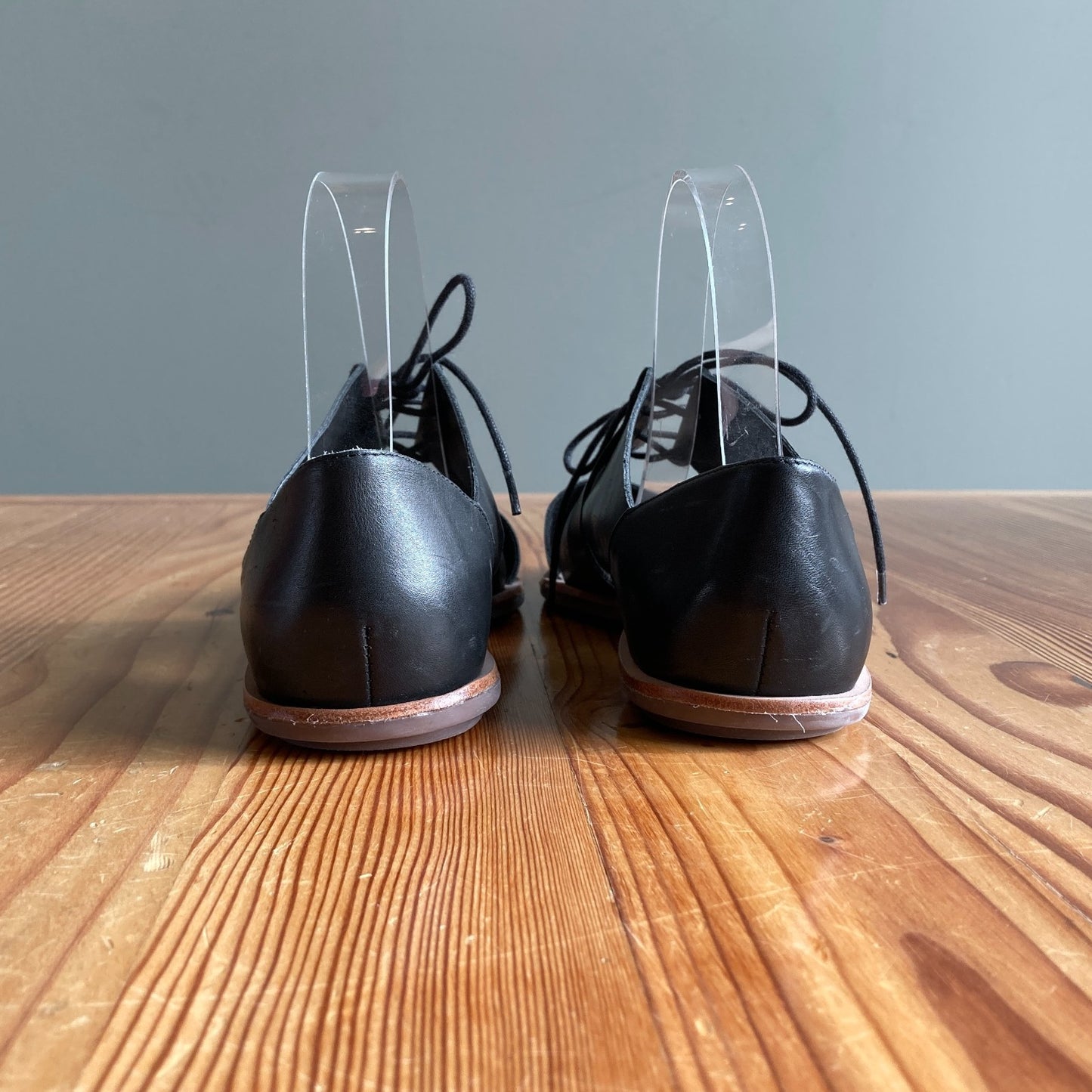 7.5 - Loeffler Randall Black Leather Willa Pointed Lace Up Flats Shoes 0619SM