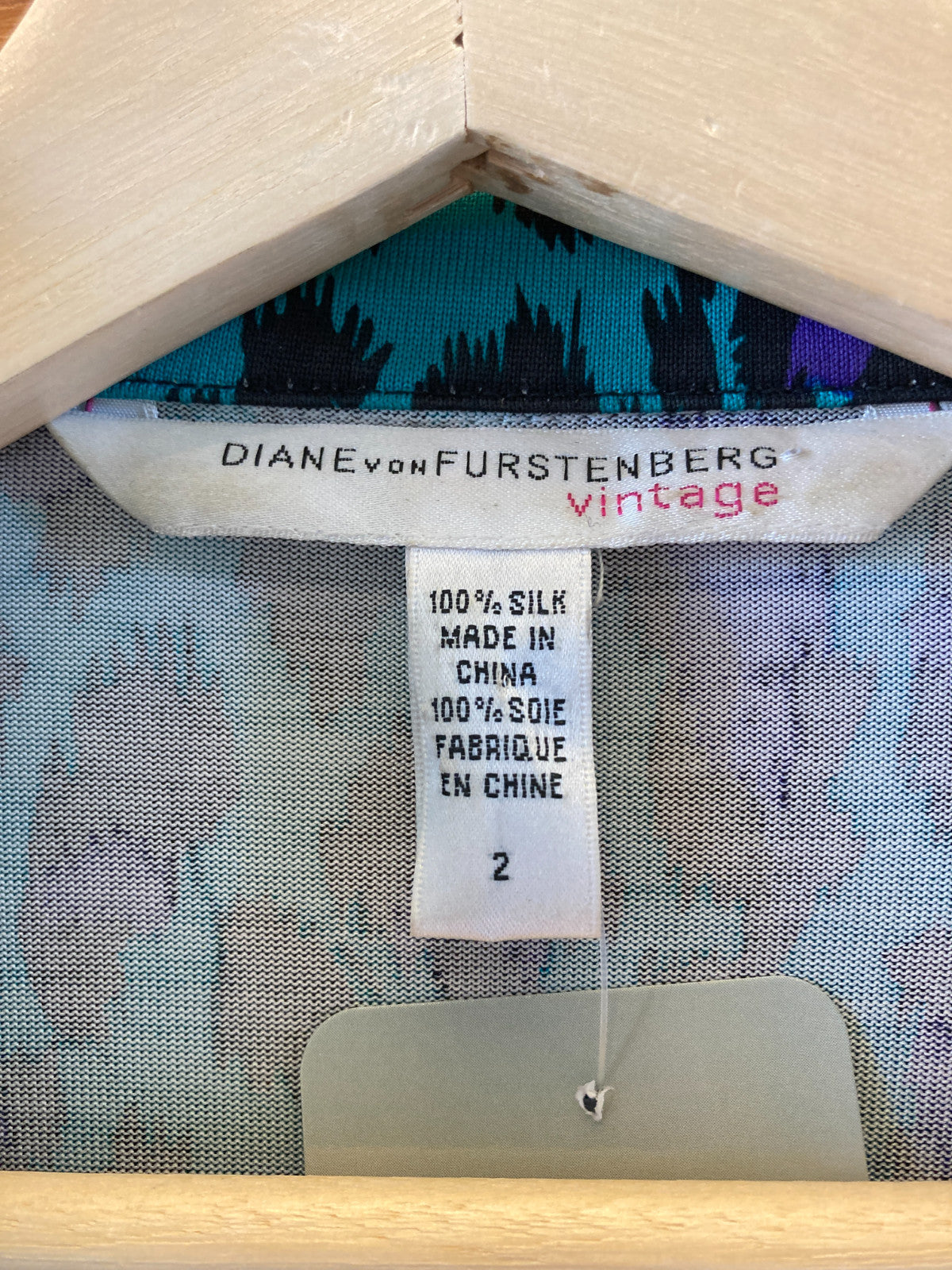 Diane Von Furstenberg Teal Animal Print Silk Jeanne Wrap Dress - Size 2 - 0314GM