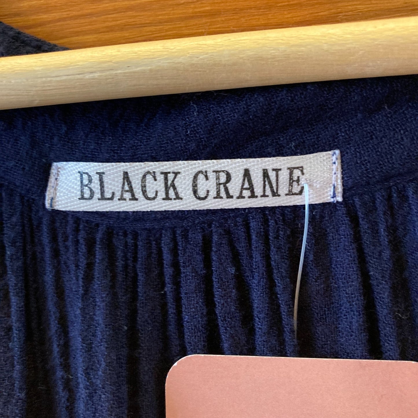 O/S - Black Crane Navy Blue Bamboo Cotton Gauze 3/4 Sleeve Dress 0313AH