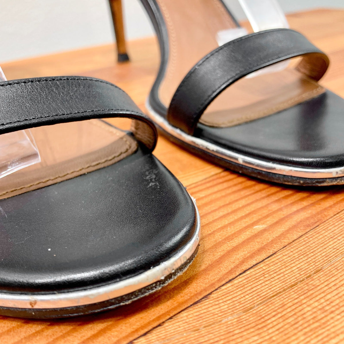 Givenchy Black Leather Ankle Strap Stiletto Heels Sandals - 37.5 / 7 - 0129LH
