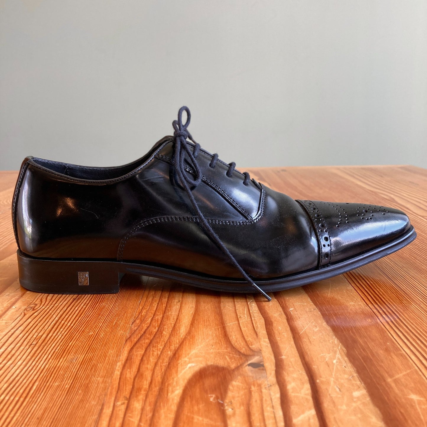 Versace Collection Mens Black Patent Cap Toe Oxford Shoes - Sz 43 / 10 - 0402JK