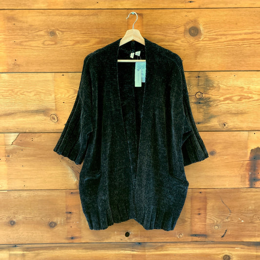 Moth Anthropologie Black Lily Chenille Oversized Cardigan Sweater - XS - 0723LH
