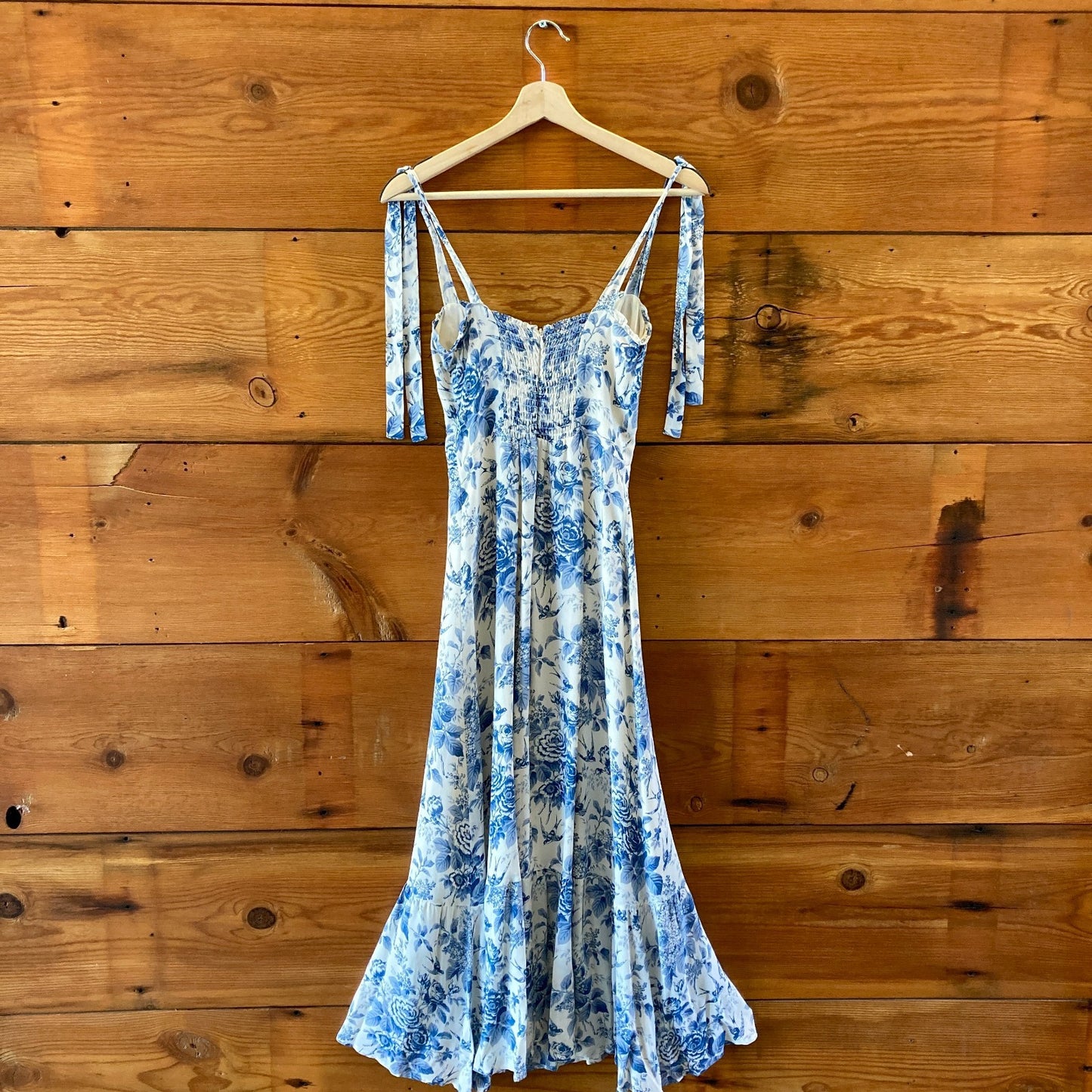 Reformation Blue & White Pompadour Nikita Midi Dress - Size 2 - 1126GT