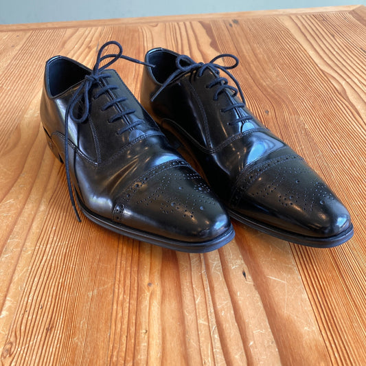 Versace Collection Mens Black Patent Cap Toe Oxford Shoes - Sz 43 / 10 - 0402JK