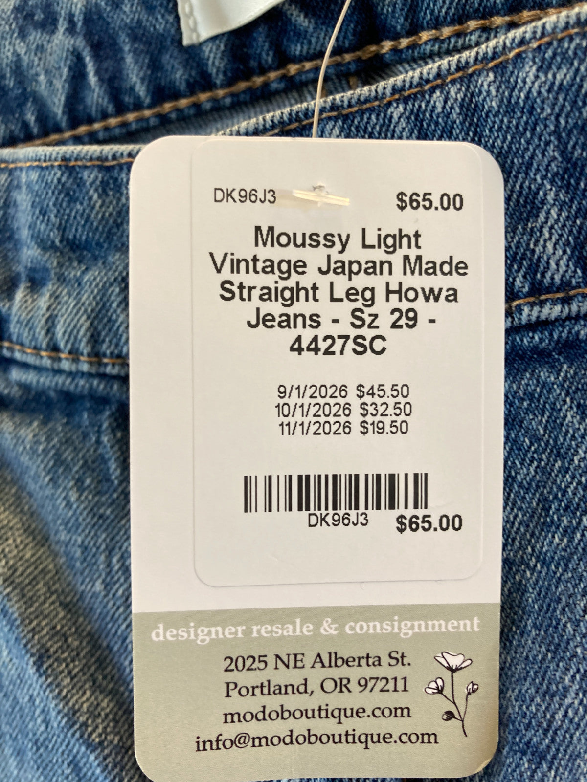 Moussy Light Vintage Japan Made Straight Leg Howa Jeans - Sz 29 - 4427SC