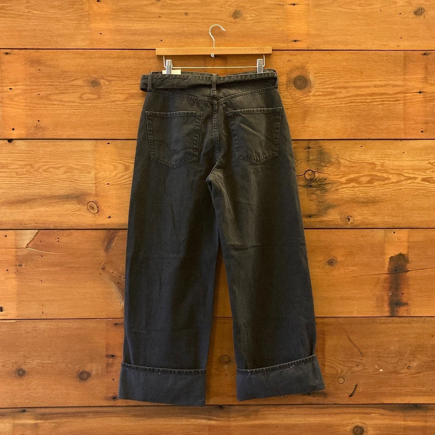 28 - We the Free People $128 Black Tie Waist East Bay Cuffed Jeans NEW 0312KP