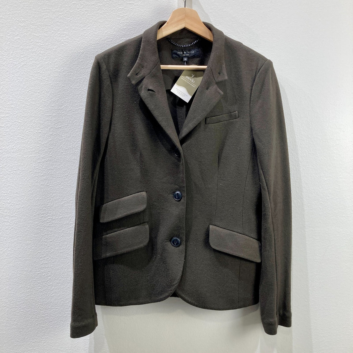 Rag & Bone Brown Wool Slade Button Front Blazer Jacket - Size 10 - 0721DK