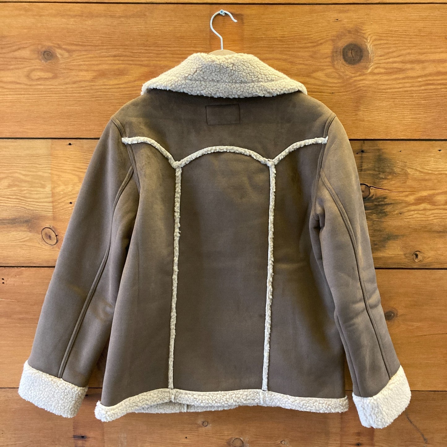 Wrangler Brown Retro Faux Shearling Barn Coat Womens Jacket - Size S - 0312IG