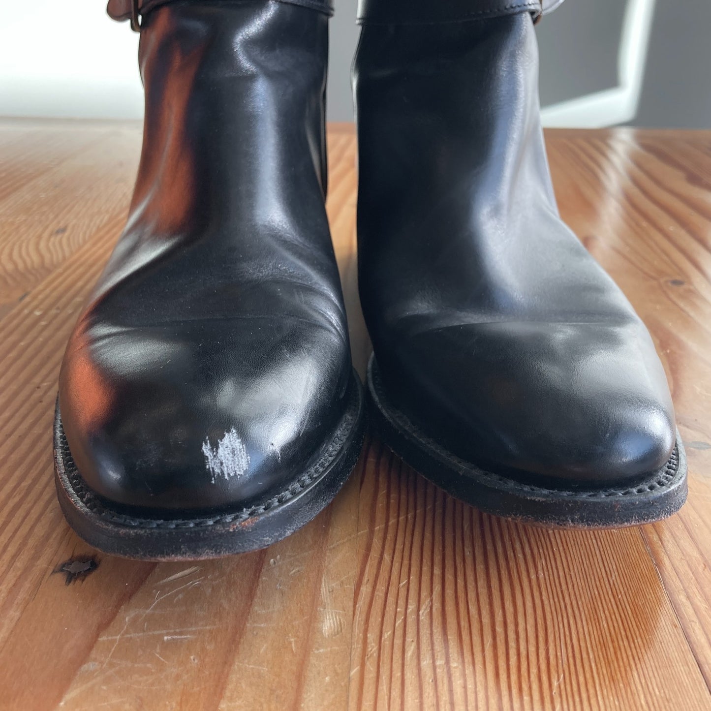 10 - Lucchese Smooth Black Leather Handmade Jodphur Womens Ankle Boots 1029ML