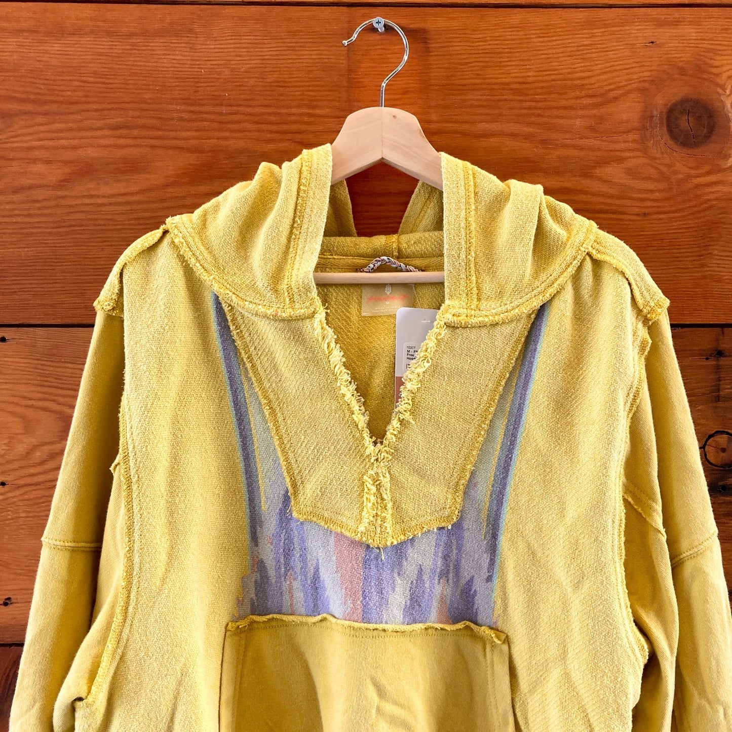 M - FP Movement $128 Free People Yellow Hooded Pullover Sweater NEW 1122CT