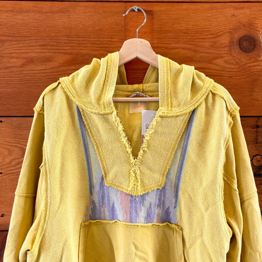 M - FP Movement $128 Free People Yellow Hooded Pullover Sweater NEW 1122CT