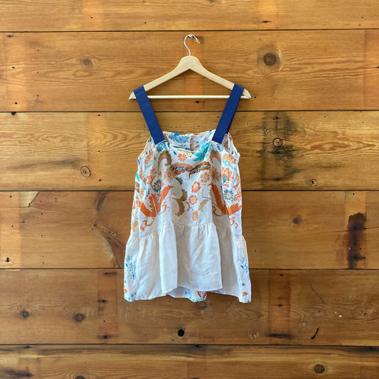 Twinset Simona Barbieri Floral Silk Tunic Tank Top - Size 46 / L - NEW - 0417DL
