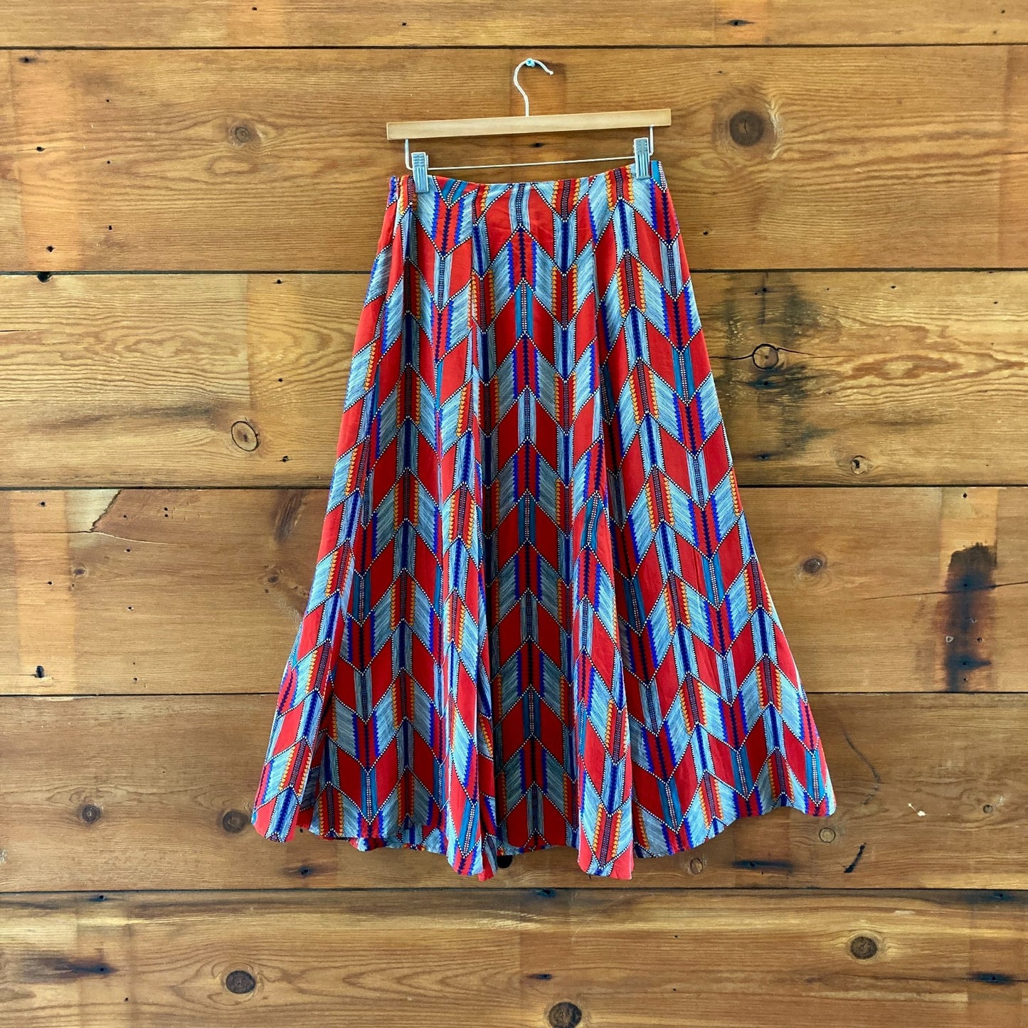 Mara Hoffman Red Patterned 100% Silk Full Length Maxi Skirt - Size 6 - 0209AS