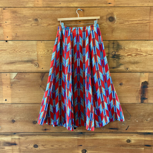 Mara Hoffman Red Patterned 100% Silk Full Length Maxi Skirt - Size 6 - 0209AS
