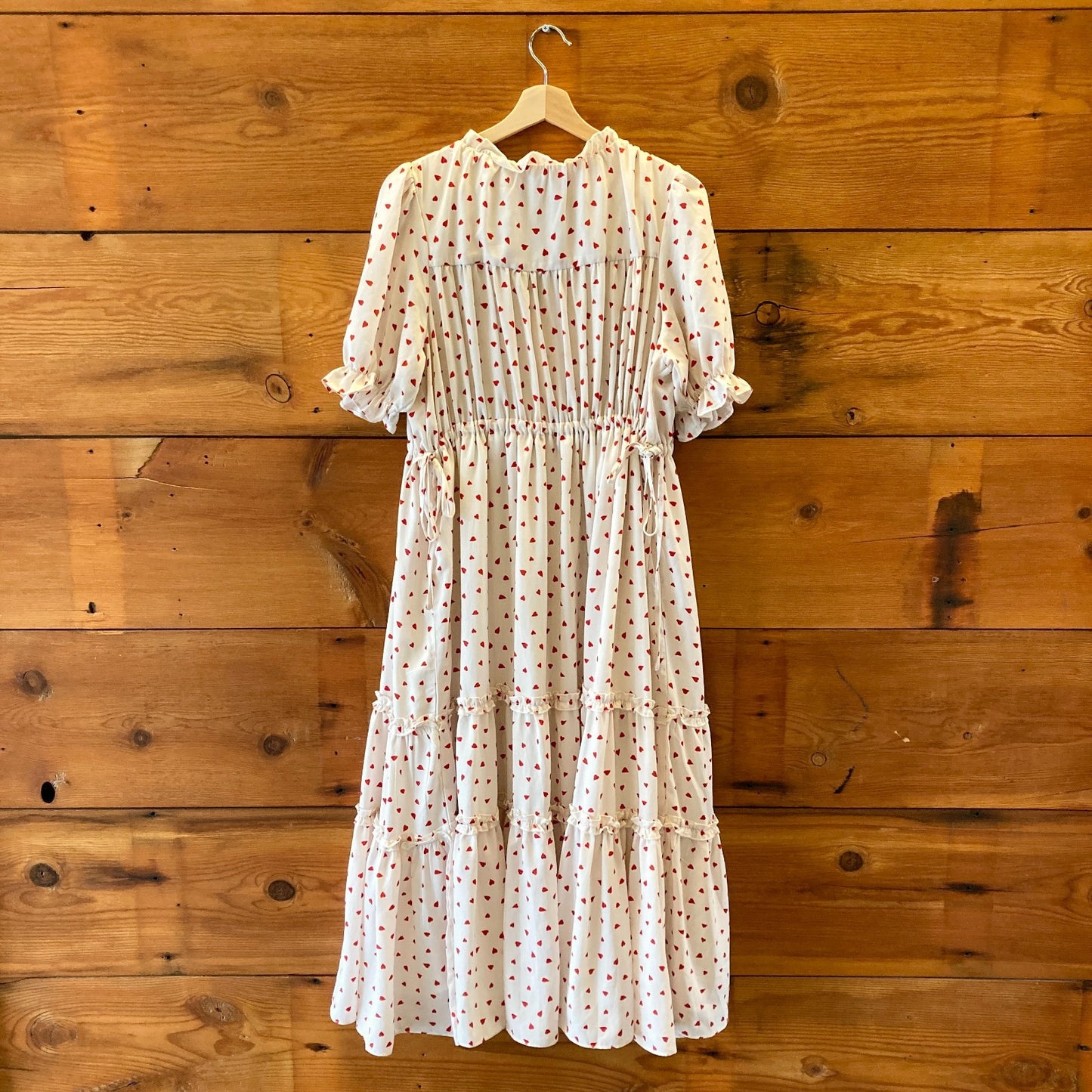 M - Sister Jane Red White Heart Print Short Sleeve Maxi Dress 1203TR